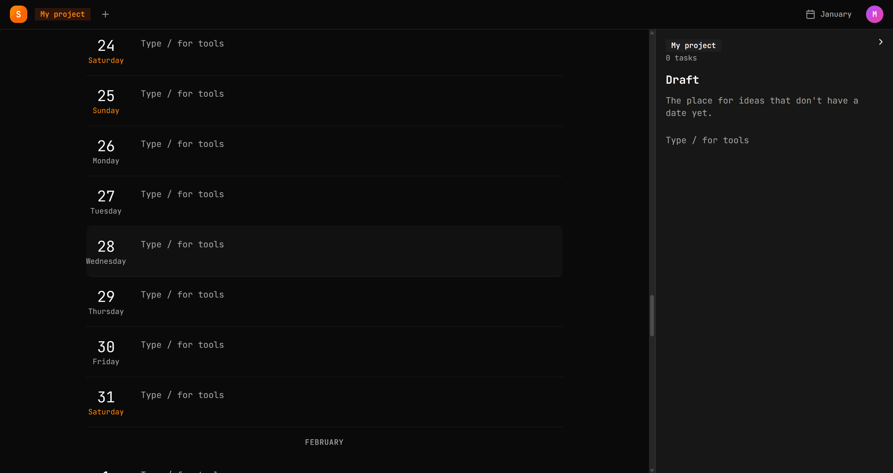 Planner screenshot
