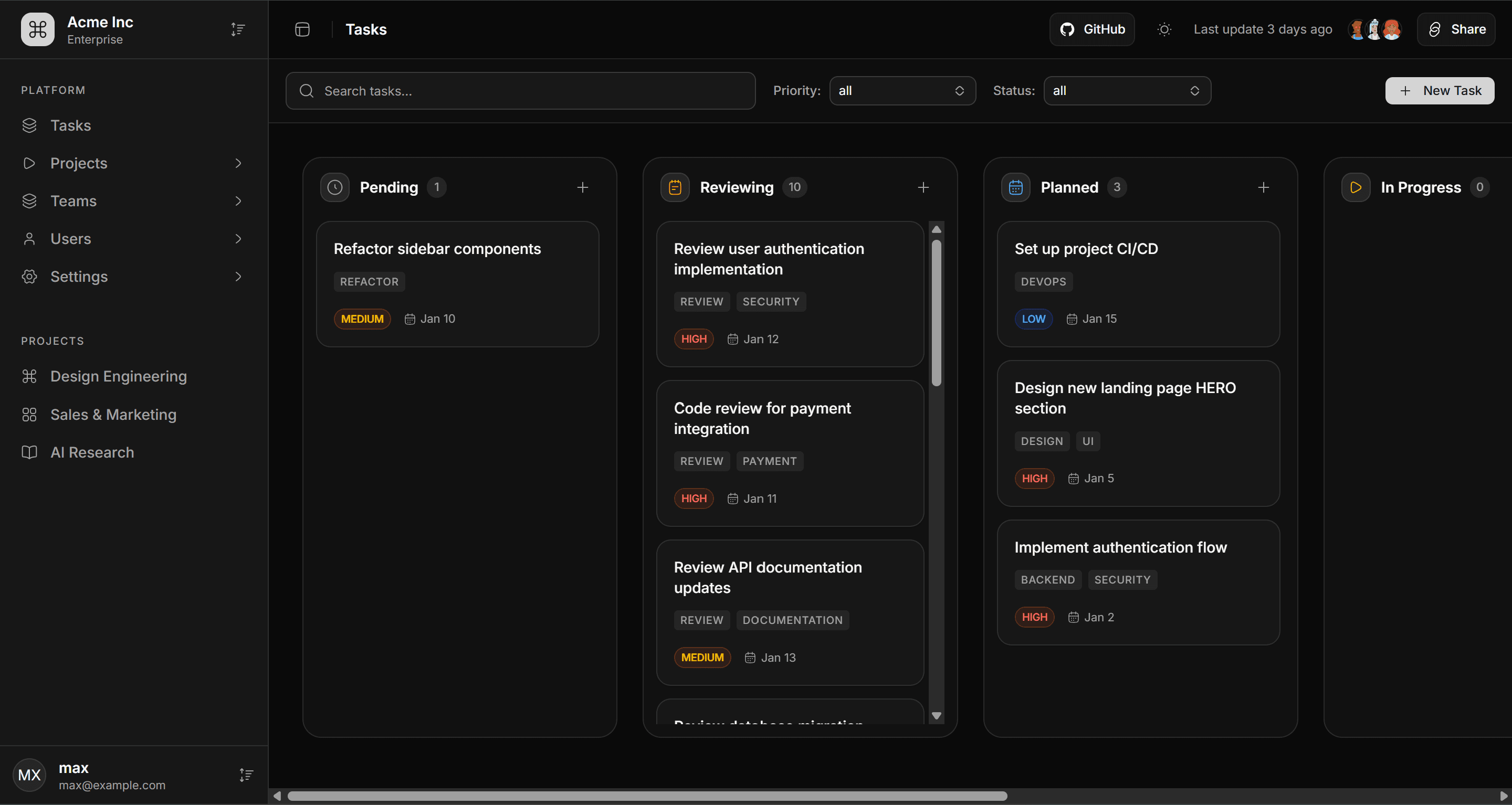 Task Management screenshot